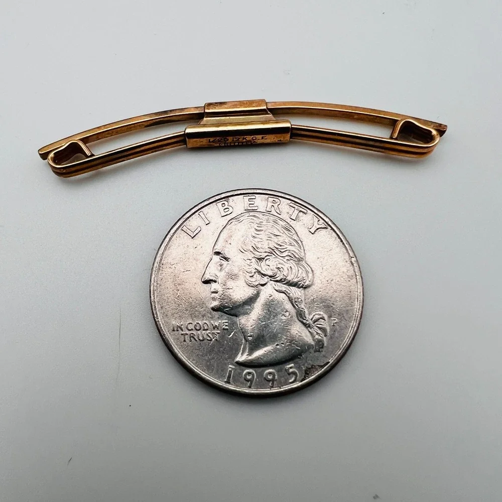 Swank Vintage Mens Collar Bar Gold Filled Curved Clip On Accessory